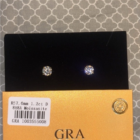 Jewelry - 7.0mm moissanite Studd earrings 1.2ct passes diamond tester with GRA card